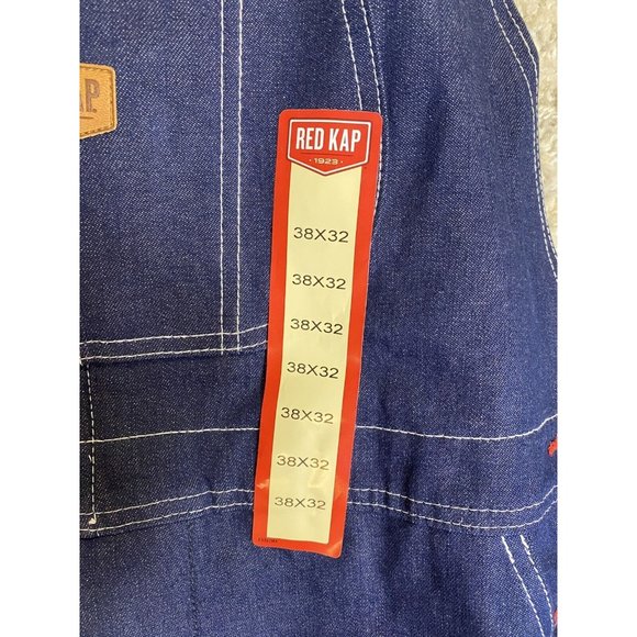 Red Kap Men's Denim Bib Overall 38x32 Blue Jeans Cargo Pockets - Picture 4 of 11